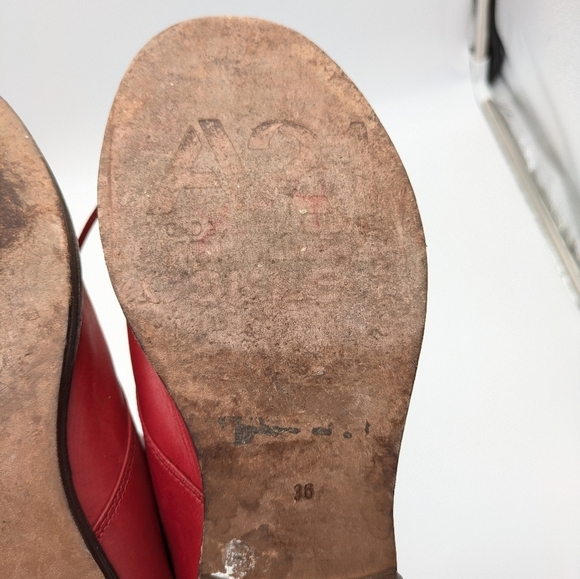 Red Leather Ankle Boots - Picture 8 of 12